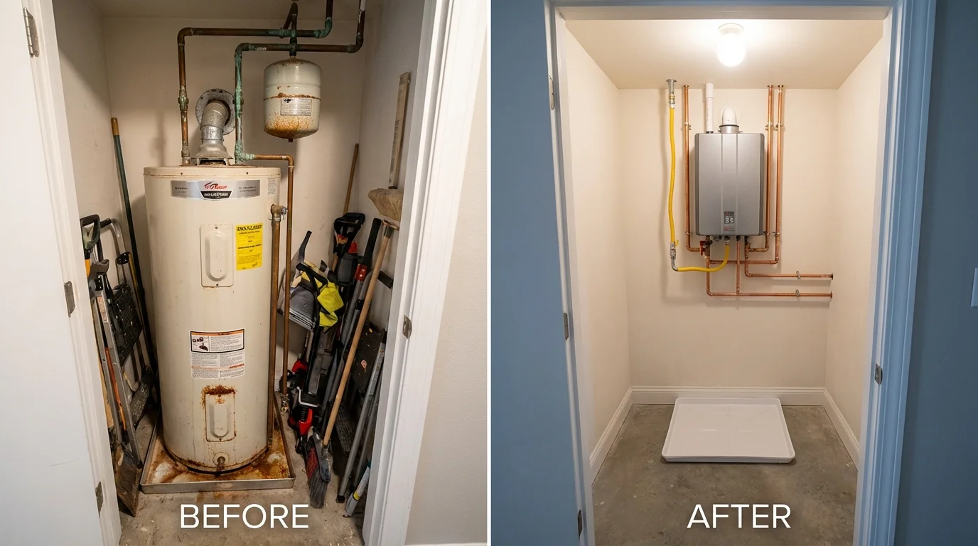 Tank water heater versus wall-mounted tankless unit comparison for Greeley, CO homeowners